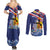 Hawaii King Kamehameha Day Couples Matching Summer Maxi Dress and Long Sleeve Button Shirt Lei Sea Waves Polynesian Tapa Pattern