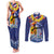 Hawaii King Kamehameha Day Couples Matching Tank Maxi Dress and Long Sleeve Button Shirt Lei Sea Waves Polynesian Tapa Pattern