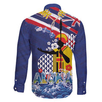 Hawaii King Kamehameha Day Family Matching Off Shoulder Short Dress and Hawaiian Shirt Lei Sea Waves Polynesian Tapa Pattern