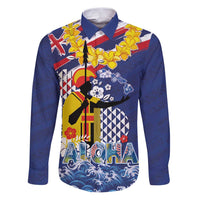 Hawaii King Kamehameha Day Family Matching Puletasi and Hawaiian Shirt Lei Sea Waves Polynesian Tapa Pattern