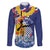 Hawaii King Kamehameha Day Family Matching Puletasi and Hawaiian Shirt Lei Sea Waves Polynesian Tapa Pattern