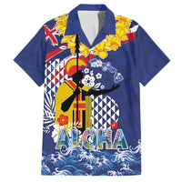 Hawaii King Kamehameha Day Family Matching Summer Maxi Dress and Hawaiian Shirt Lei Sea Waves Polynesian Tapa Pattern