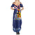 Hawaii King Kamehameha Day Family Matching Summer Maxi Dress and Hawaiian Shirt Lei Sea Waves Polynesian Tapa Pattern