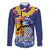 Hawaii King Kamehameha Day Family Matching Tank Maxi Dress and Hawaiian Shirt Lei Sea Waves Polynesian Tapa Pattern