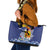 Hawaii King Kamehameha Day Leather Tote Bag Lei Sea Waves Polynesian Tapa Pattern
