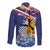 Hawaii King Kamehameha Day Long Sleeve Button Shirt Lei Sea Waves Polynesian Tapa Pattern