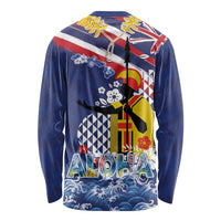 Hawaii King Kamehameha Day Long Sleeve Shirt Lei Sea Waves Polynesian Tapa Pattern