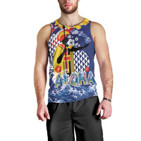 Hawaii King Kamehameha Day Men Tank Top Lei Sea Waves Polynesian Tapa Pattern