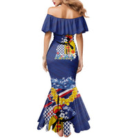 Hawaii King Kamehameha Day Mermaid Dress Lei Sea Waves Polynesian Tapa Pattern