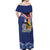 Hawaii King Kamehameha Day Off Shoulder Maxi Dress Lei Sea Waves Polynesian Tapa Pattern