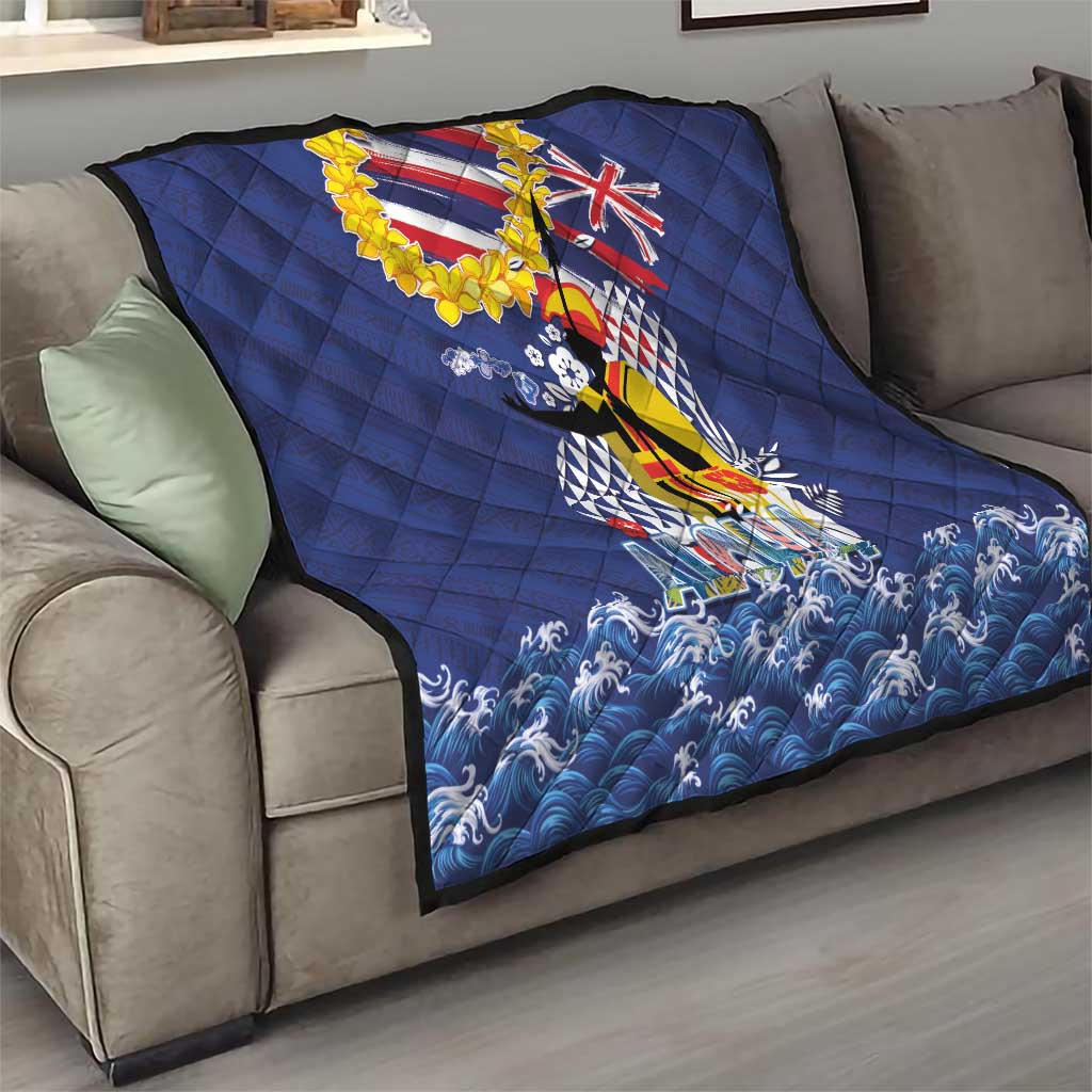 Hawaii King Kamehameha Day Quilt Lei Sea Waves Polynesian Tapa Pattern