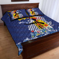 Hawaii King Kamehameha Day Quilt Bed Set Lei Sea Waves Polynesian Tapa Pattern