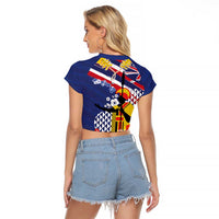 Hawaii King Kamehameha Day Raglan Cropped T Shirt Lei Sea Waves Polynesian Tapa Pattern