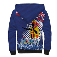 Hawaii King Kamehameha Day Sherpa Hoodie Lei Sea Waves Polynesian Tapa Pattern
