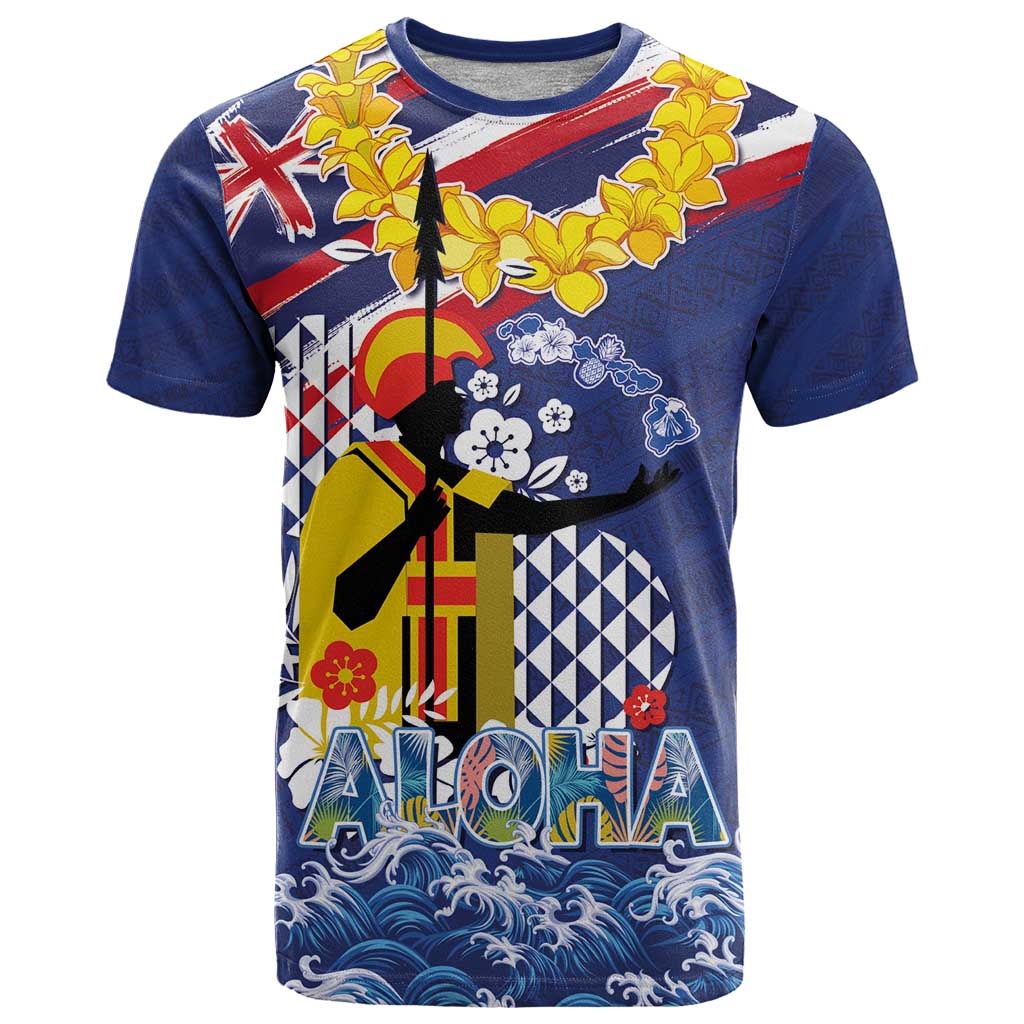 Hawaii King Kamehameha Day T Shirt Lei Sea Waves Polynesian Tapa Pattern