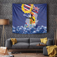 Hawaii King Kamehameha Day Tapestry Lei Sea Waves Polynesian Tapa Pattern