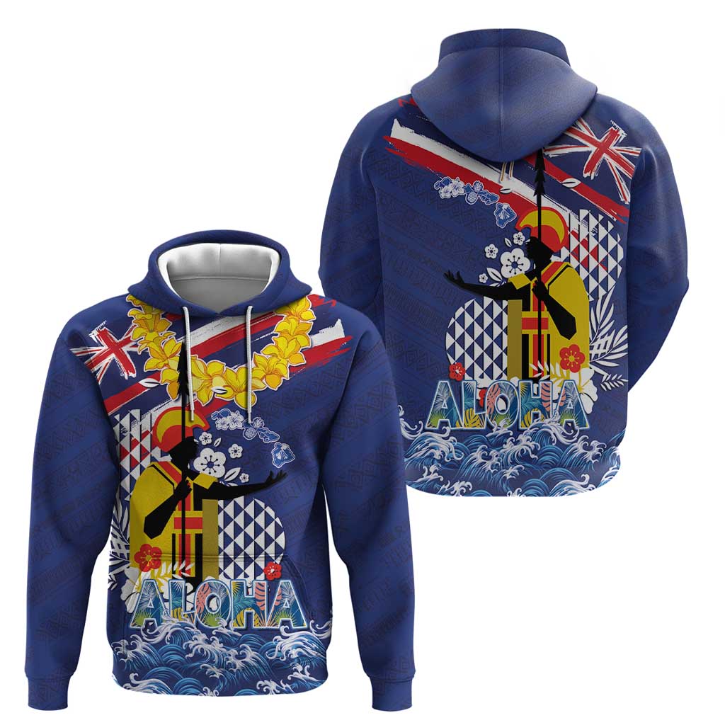 Hawaii King Kamehameha Day Zip Hoodie Lei Sea Waves Polynesian Tapa Pattern