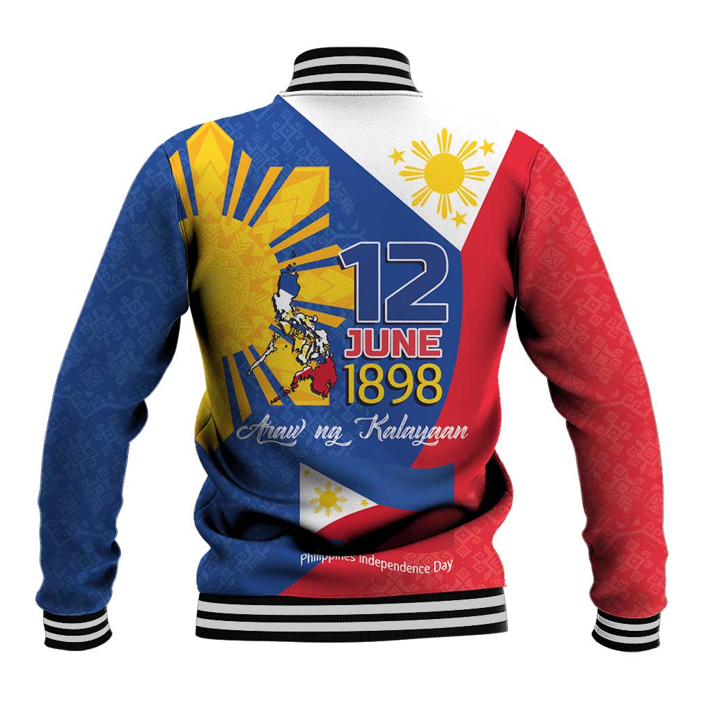 Philippines Independence Day Baseball Jacket Araw ng Kalayaan Polynesian Sun and YAKAN Pattern