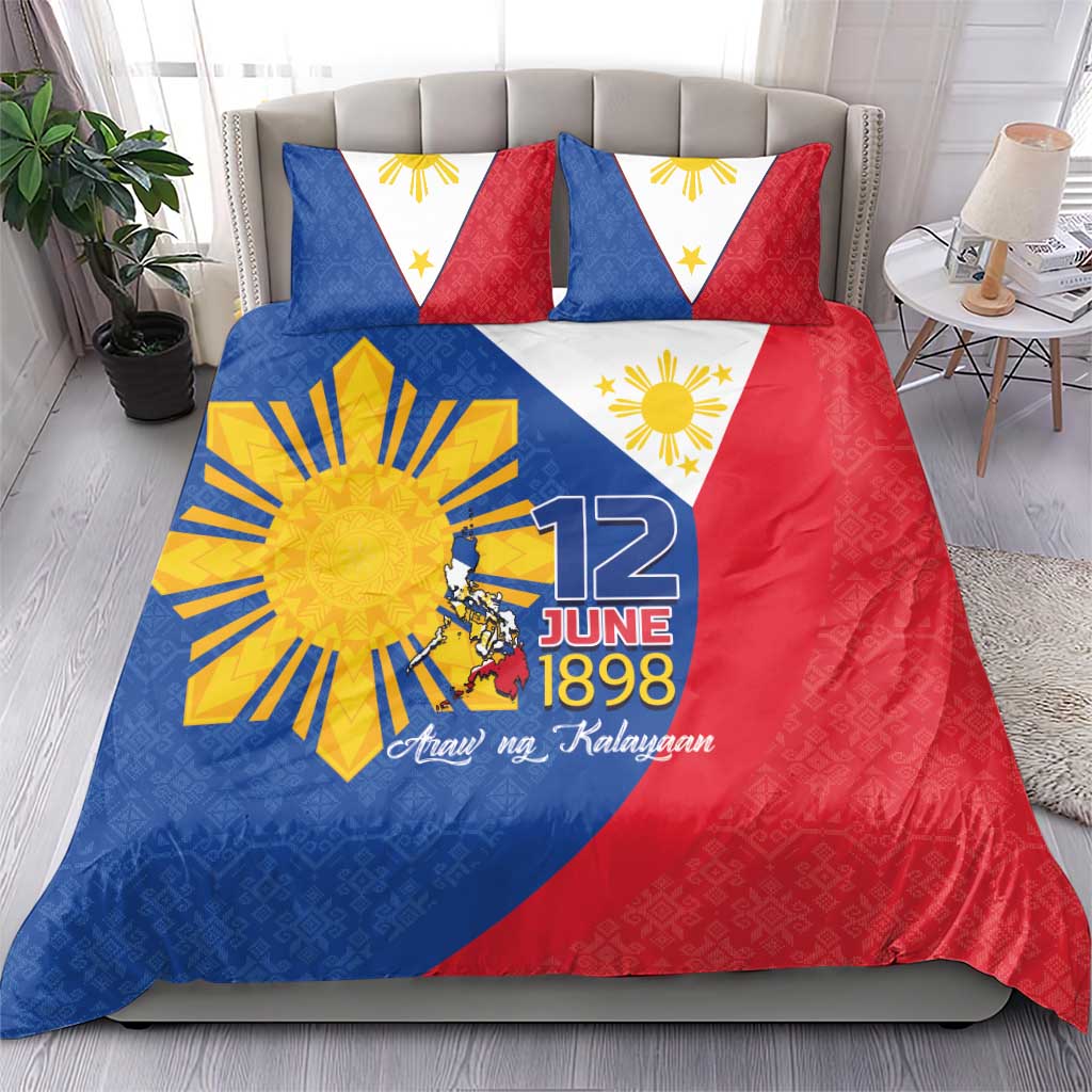 Philippines Independence Day Bedding Set Araw ng Kalayaan Polynesian Sun and YAKAN Pattern