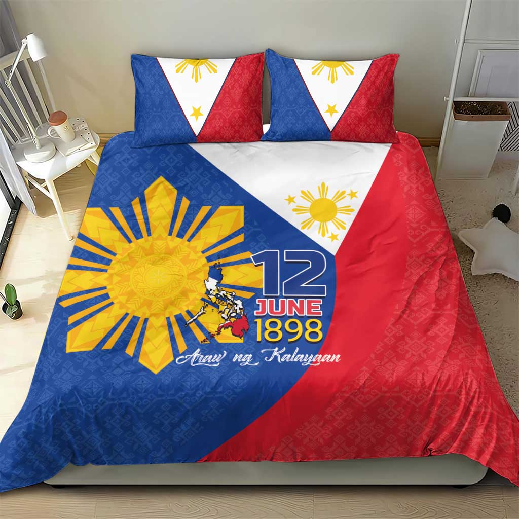 Philippines Independence Day Bedding Set Araw ng Kalayaan Polynesian Sun and YAKAN Pattern