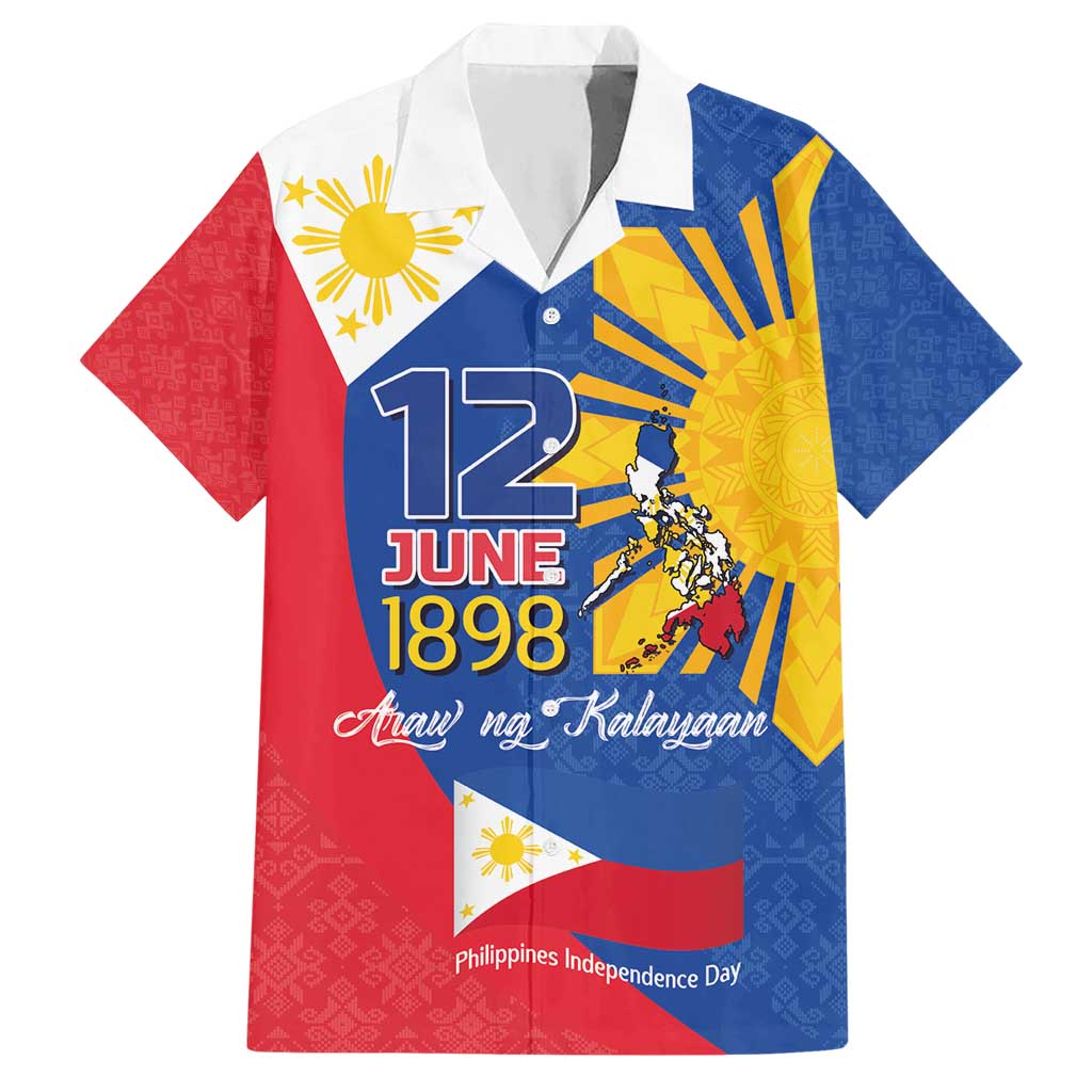 Philippines Independence Day Hawaiian Shirt Araw ng Kalayaan Polynesian Sun and YAKAN Pattern LT03 Blue - Polynesian Pride