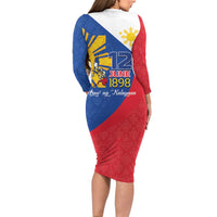 Philippines Independence Day Long Sleeve Bodycon Dress Araw ng Kalayaan Polynesian Sun and YAKAN Pattern
