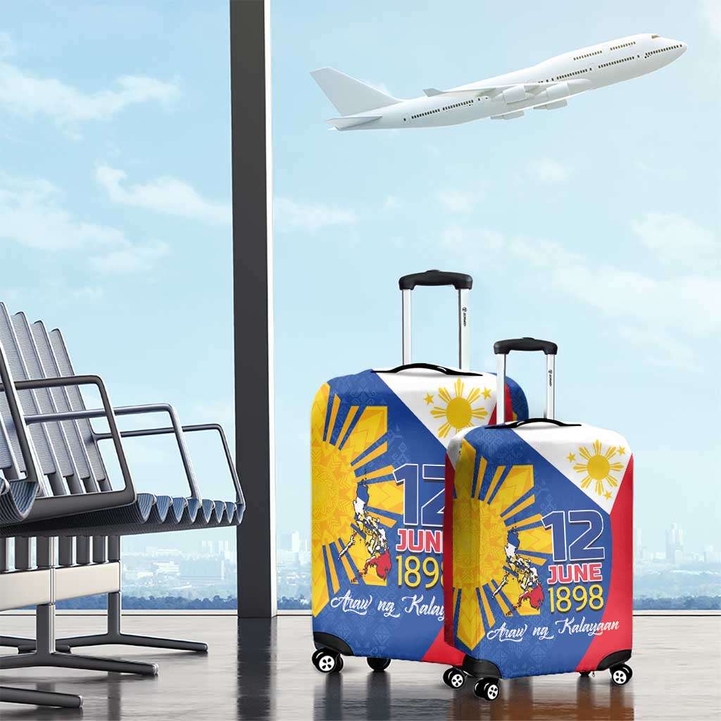 Philippines Independence Day Luggage Cover Araw ng Kalayaan Polynesian Sun and YAKAN Pattern