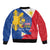 Philippines Independence Day Sleeve Zip Bomber Jacket Araw ng Kalayaan Polynesian Sun and YAKAN Pattern