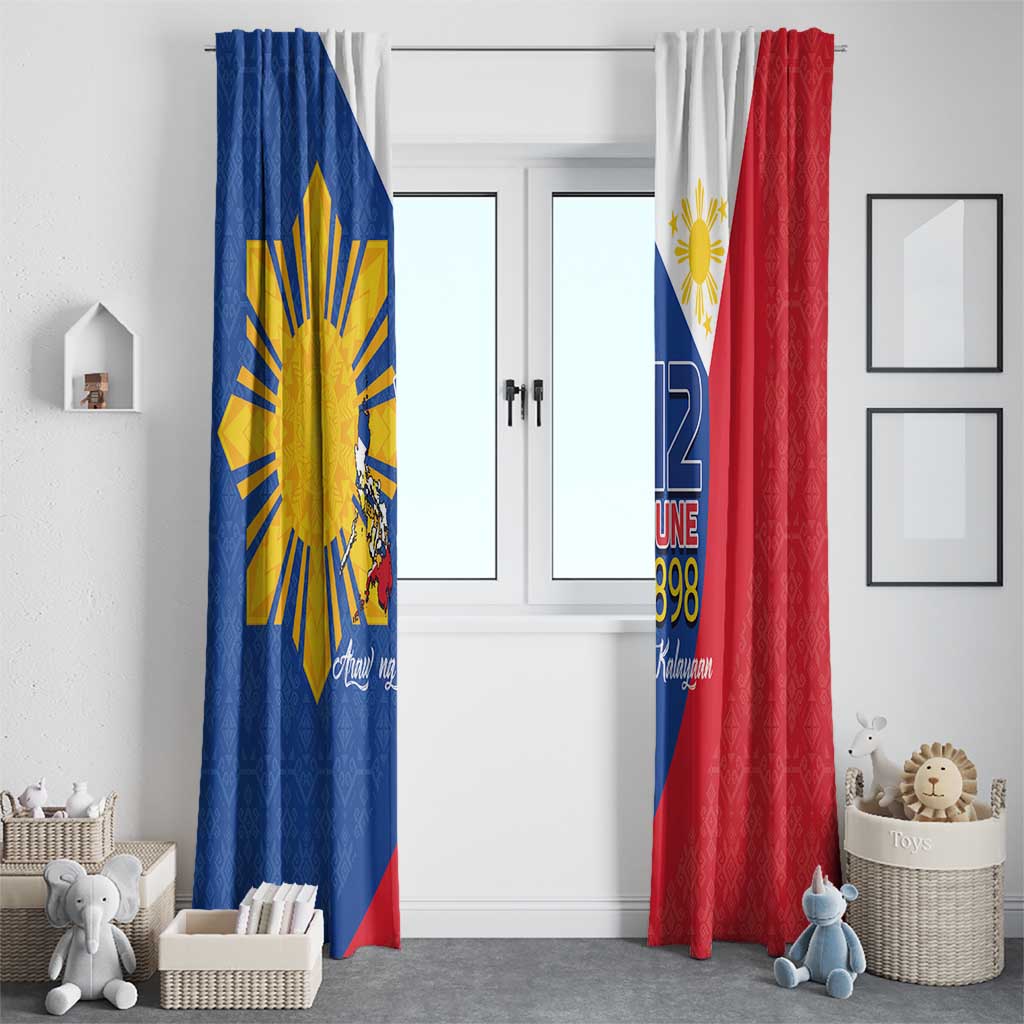 Philippines Independence Day Window Curtain Araw ng Kalayaan Polynesian Sun and YAKAN Pattern