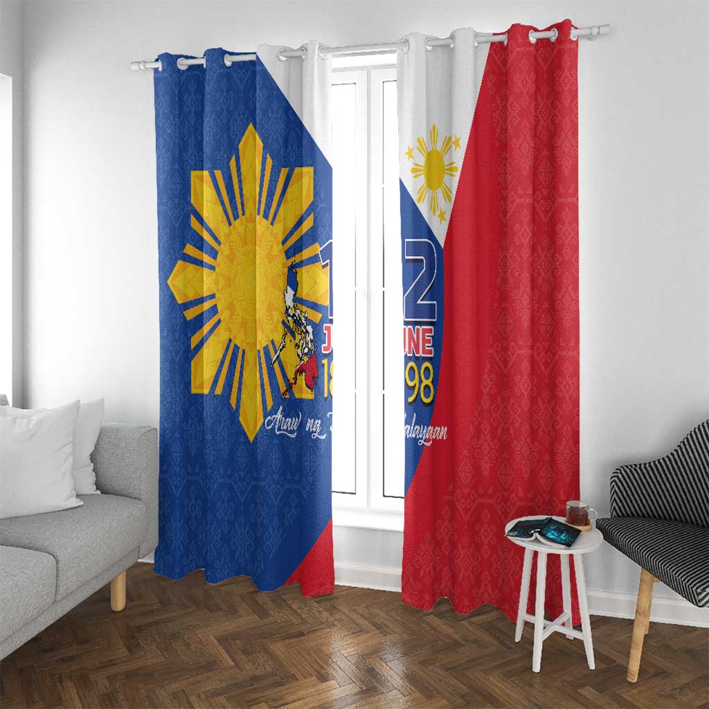 Philippines Independence Day Window Curtain Araw ng Kalayaan Polynesian Sun and YAKAN Pattern