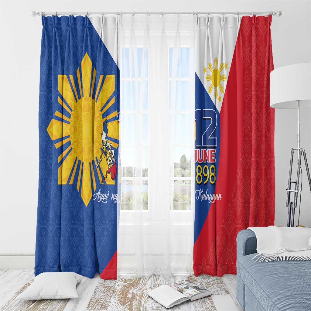 Philippines Independence Day Window Curtain Araw ng Kalayaan Polynesian Sun and YAKAN Pattern