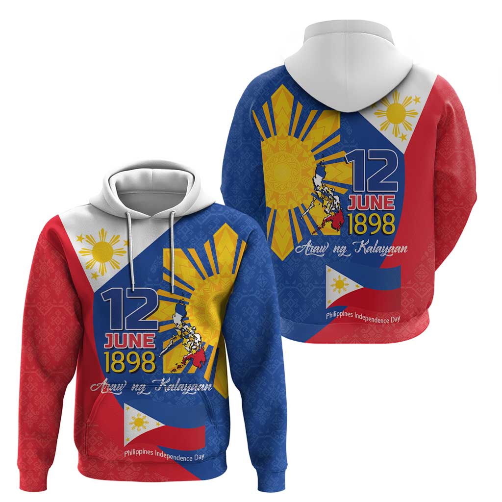 Philippines Independence Day Zip Hoodie Araw ng Kalayaan Polynesian Sun and YAKAN Pattern