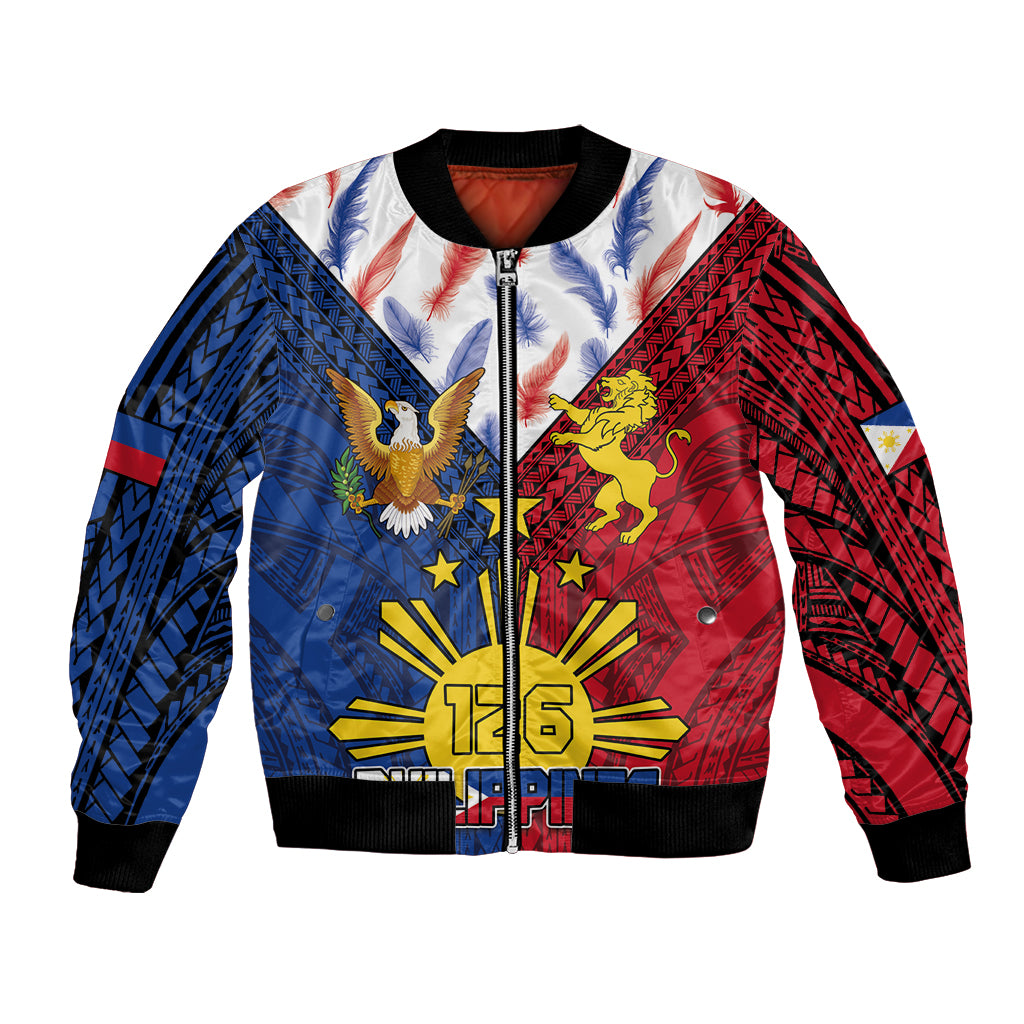 Philippines Independence Day 126th Anniversary Bomber Jacket Polynesian Pattern National Flag Style LT03 Unisex Red - Polynesian Pride