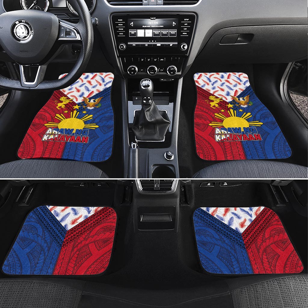 Philippines Independence Day 126th Anniversary Car Mats Polynesian Pattern National Flag Style LT03 Set 4pcs Red - Polynesian Pride