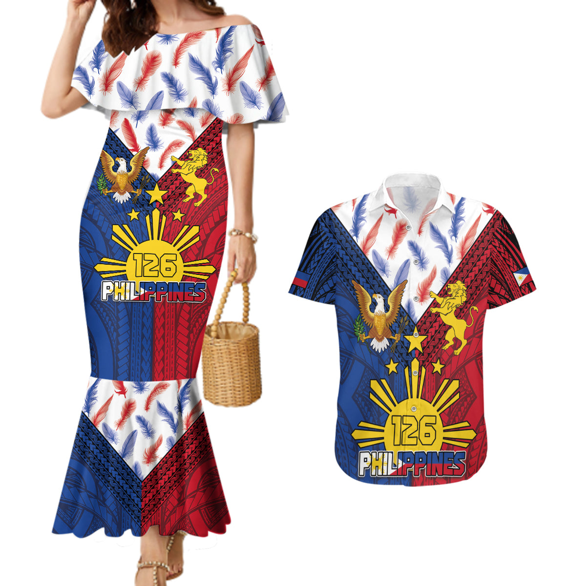 Philippines Independence Day 126th Anniversary Couples Matching Mermaid Dress and Hawaiian Shirt Polynesian Pattern National Flag Style LT03 Red - Polynesian Pride
