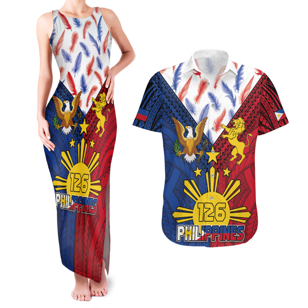 Philippines Independence Day 126th Anniversary Couples Matching Tank Maxi Dress and Hawaiian Shirt Polynesian Pattern National Flag Style LT03 Red - Polynesian Pride