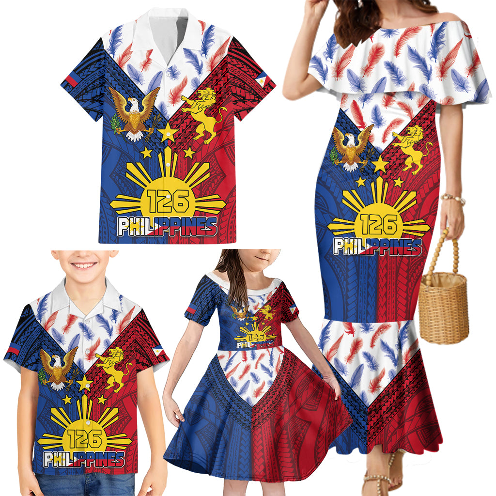 Philippines Independence Day 126th Anniversary Family Matching Mermaid Dress and Hawaiian Shirt Polynesian Pattern National Flag Style