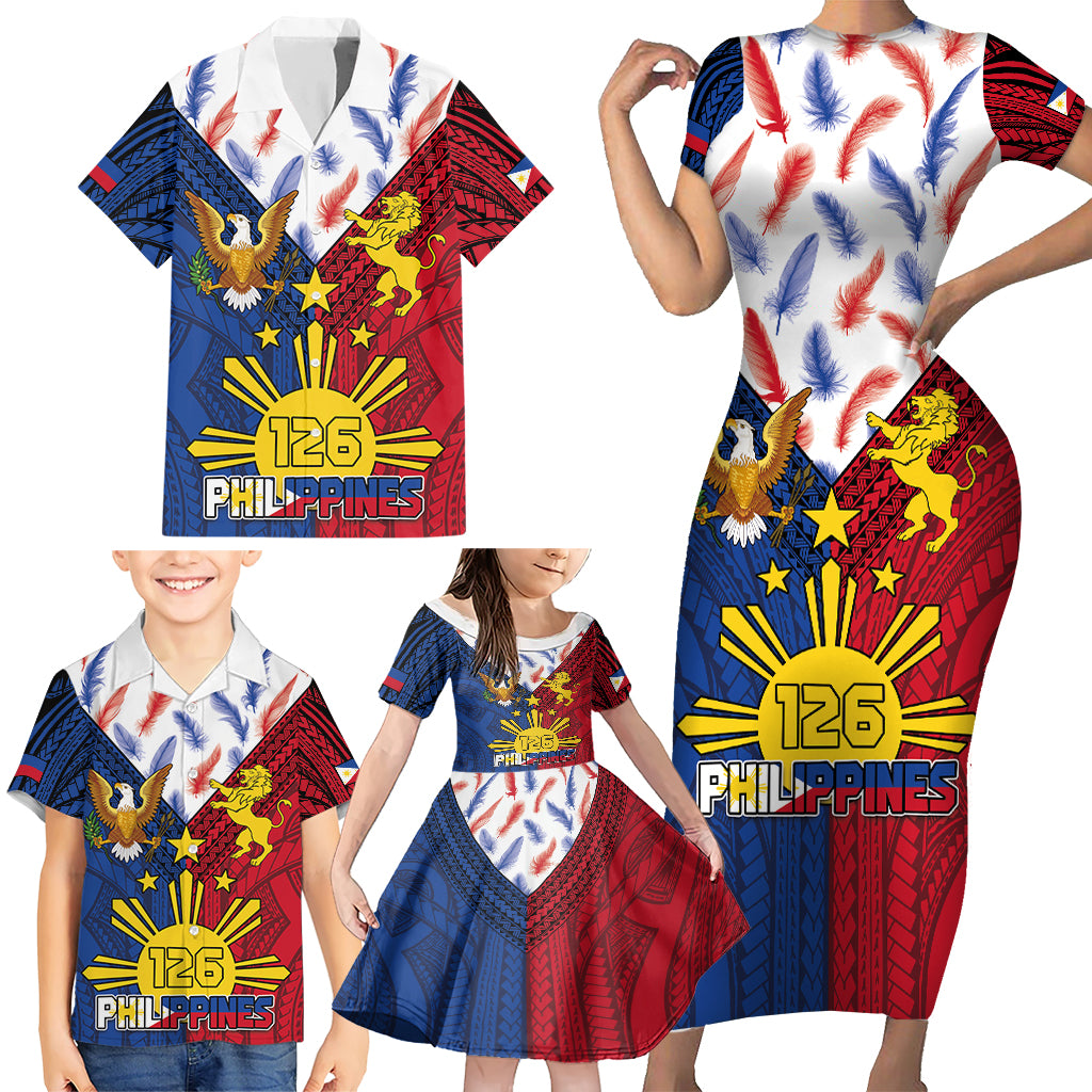 Philippines Independence Day 126th Anniversary Family Matching Short Sleeve Bodycon Dress and Hawaiian Shirt Polynesian Pattern National Flag Style LT03 - Polynesian Pride