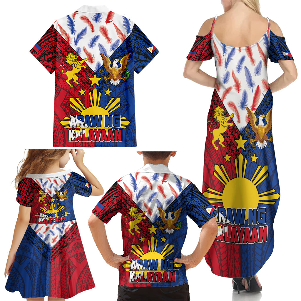 Philippines Independence Day 126th Anniversary Family Matching Summer Maxi Dress and Hawaiian Shirt Polynesian Pattern National Flag Style