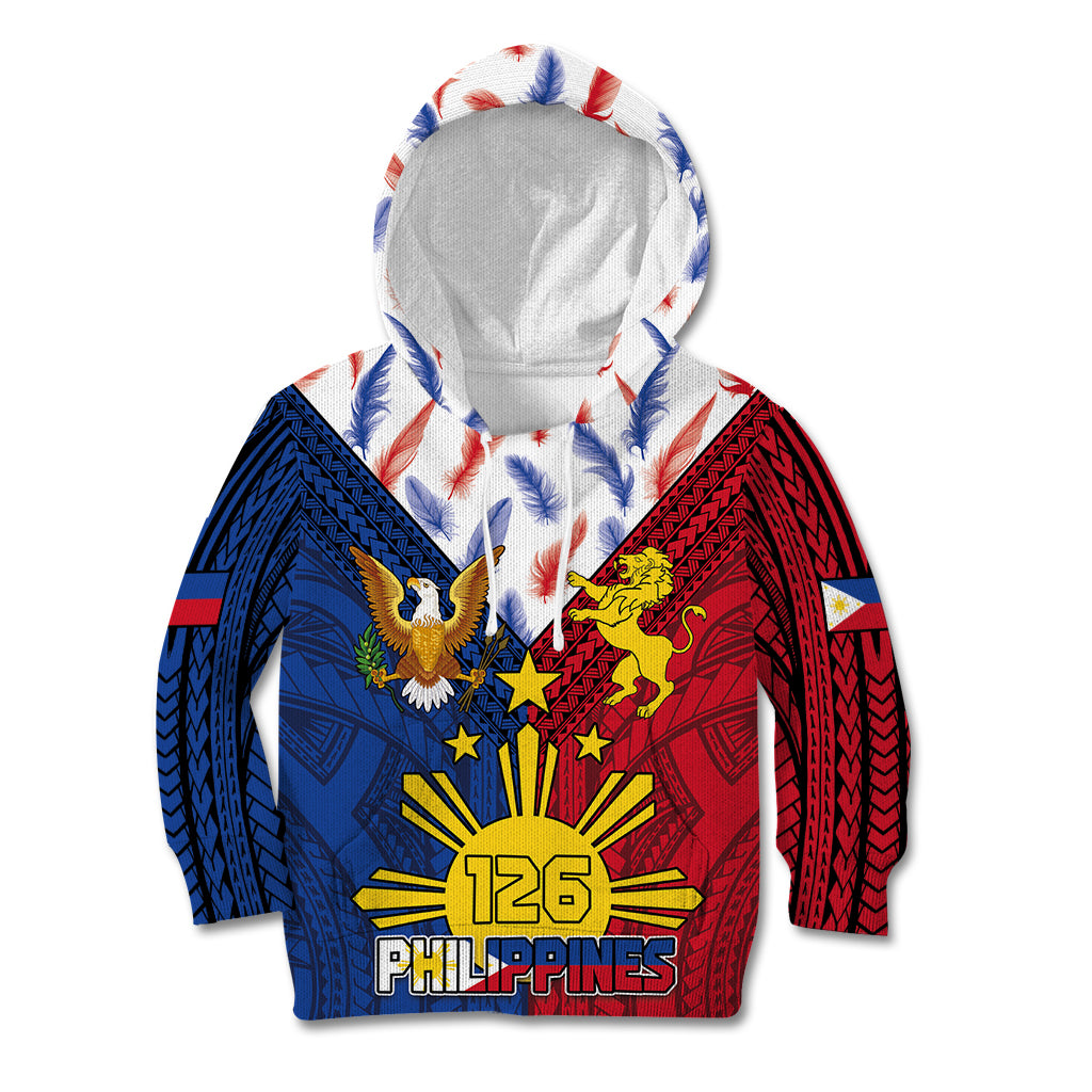 Philippines Independence Day 126th Anniversary Kid Hoodie Polynesian Pattern National Flag Style LT03 Hoodie Red - Polynesian Pride
