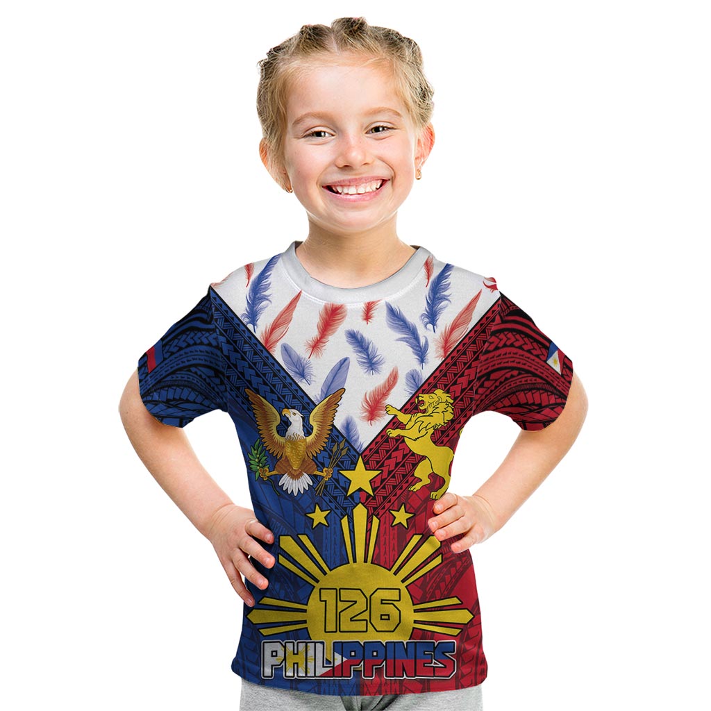 Philippines Independence Day 126th Anniversary Kid T Shirt Polynesian Pattern National Flag Style LT03 Red - Polynesian Pride