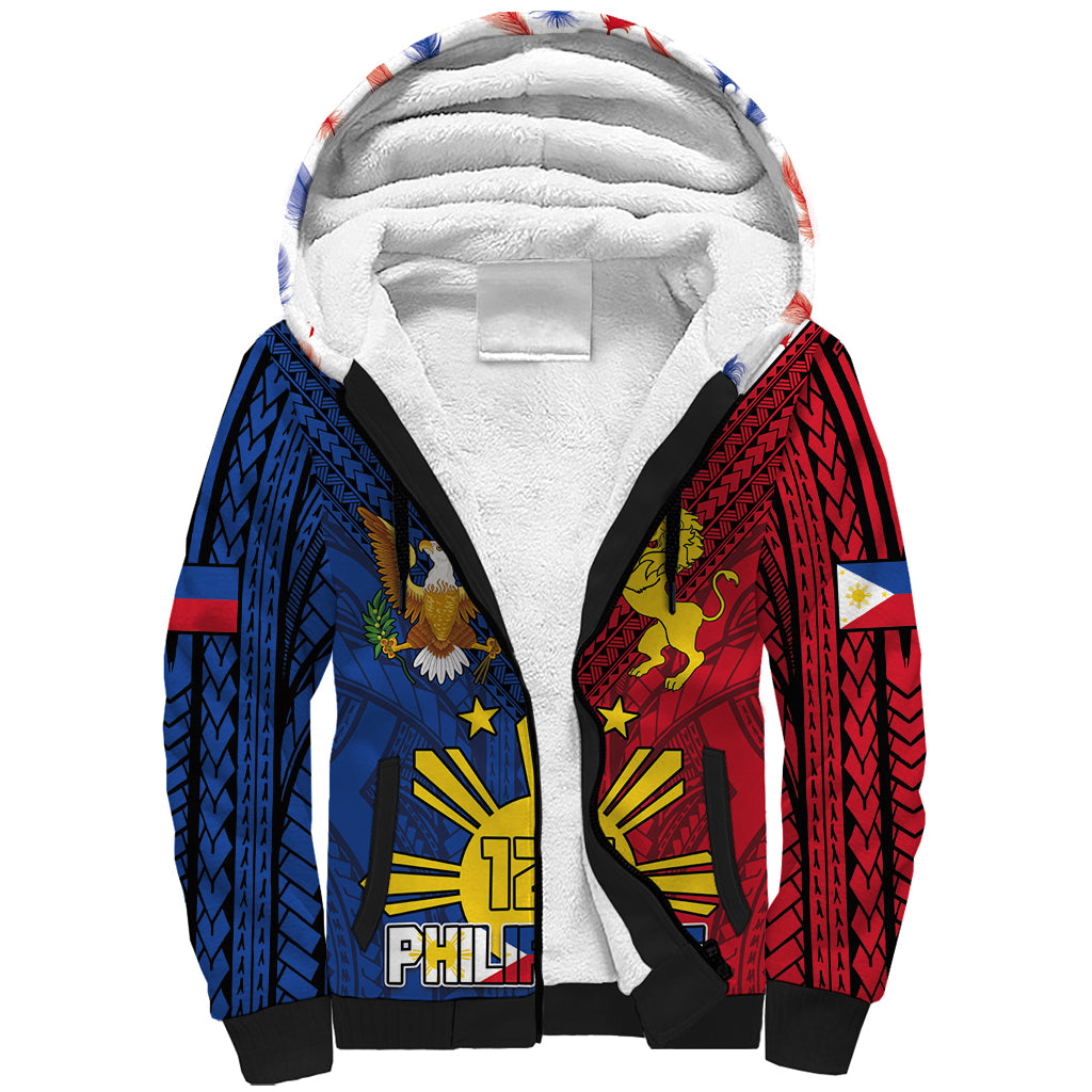 Philippines Independence Day 126th Anniversary Sherpa Hoodie Polynesian Pattern National Flag Style LT03 Unisex Red - Polynesian Pride