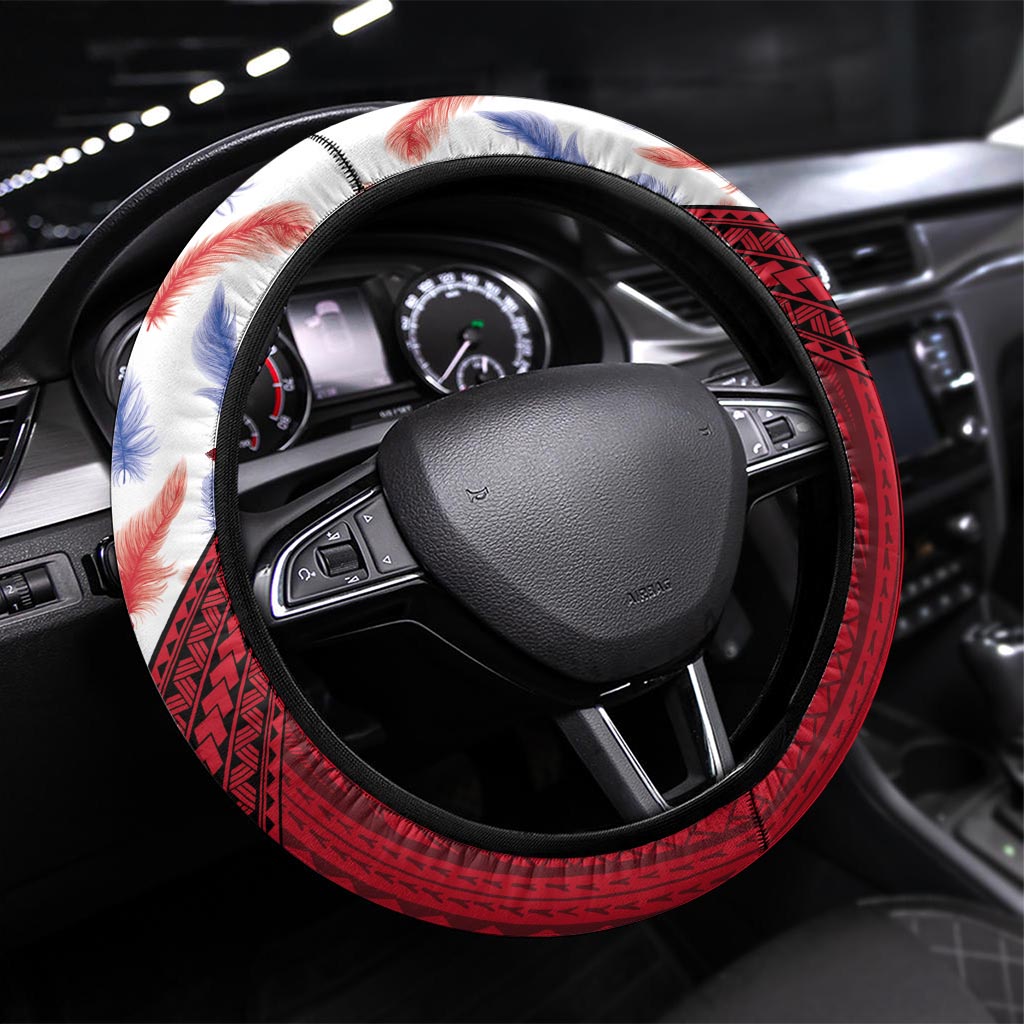 Philippines Independence Day 126th Anniversary Steering Wheel Cover Polynesian Pattern National Flag Style LT03 Universal Fit Red - Polynesian Pride