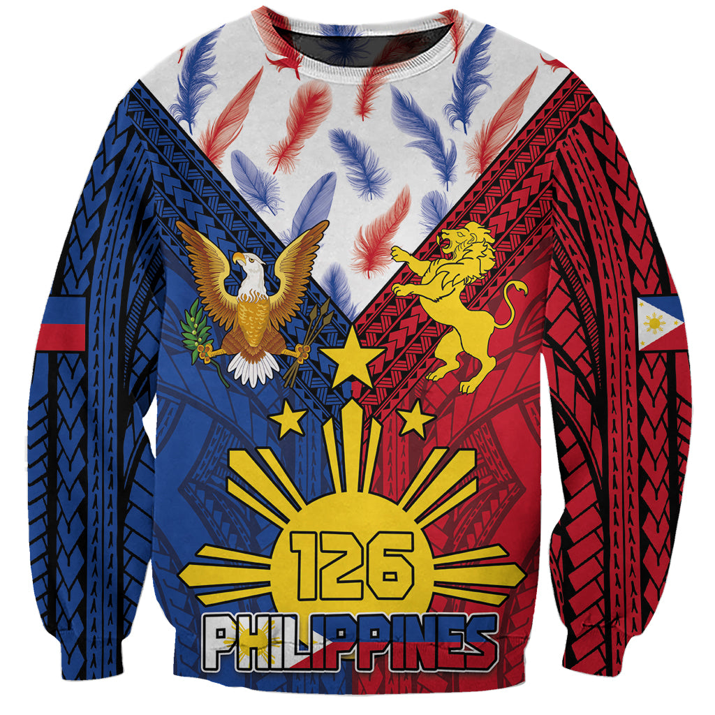 Philippines Independence Day 126th Anniversary Sweatshirt Polynesian Pattern National Flag Style LT03 Unisex Red - Polynesian Pride