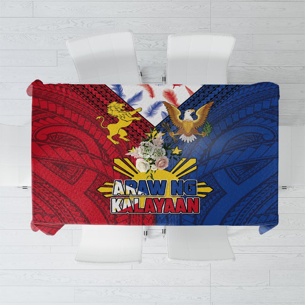 Philippines Independence Day 126th Anniversary Tablecloth Polynesian Pattern National Flag Style LT03 Red - Polynesian Pride