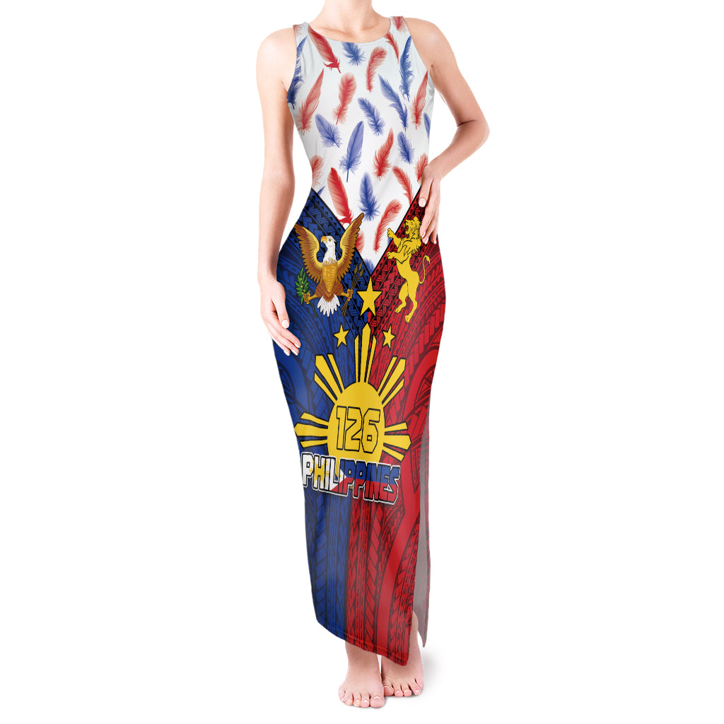 Philippines Independence Day 126th Anniversary Tank Maxi Dress Polynesian Pattern National Flag Style LT03 Women Red - Polynesian Pride