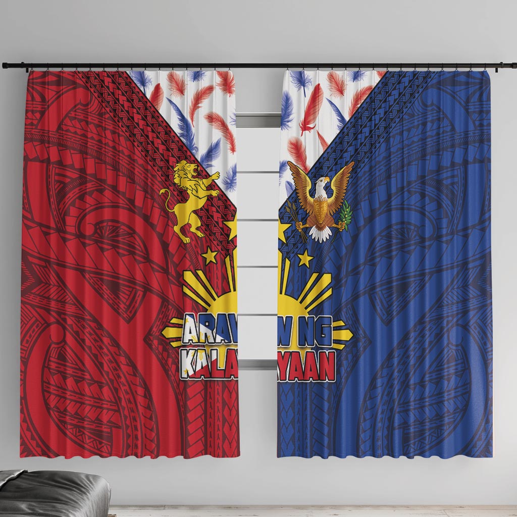 Philippines Independence Day 126th Anniversary Window Curtain Polynesian Pattern National Flag Style LT03 With Hooks Red - Polynesian Pride