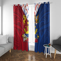 Philippines Independence Day 126th Anniversary Window Curtain Polynesian Pattern National Flag Style LT03 With Grommets Red - Polynesian Pride