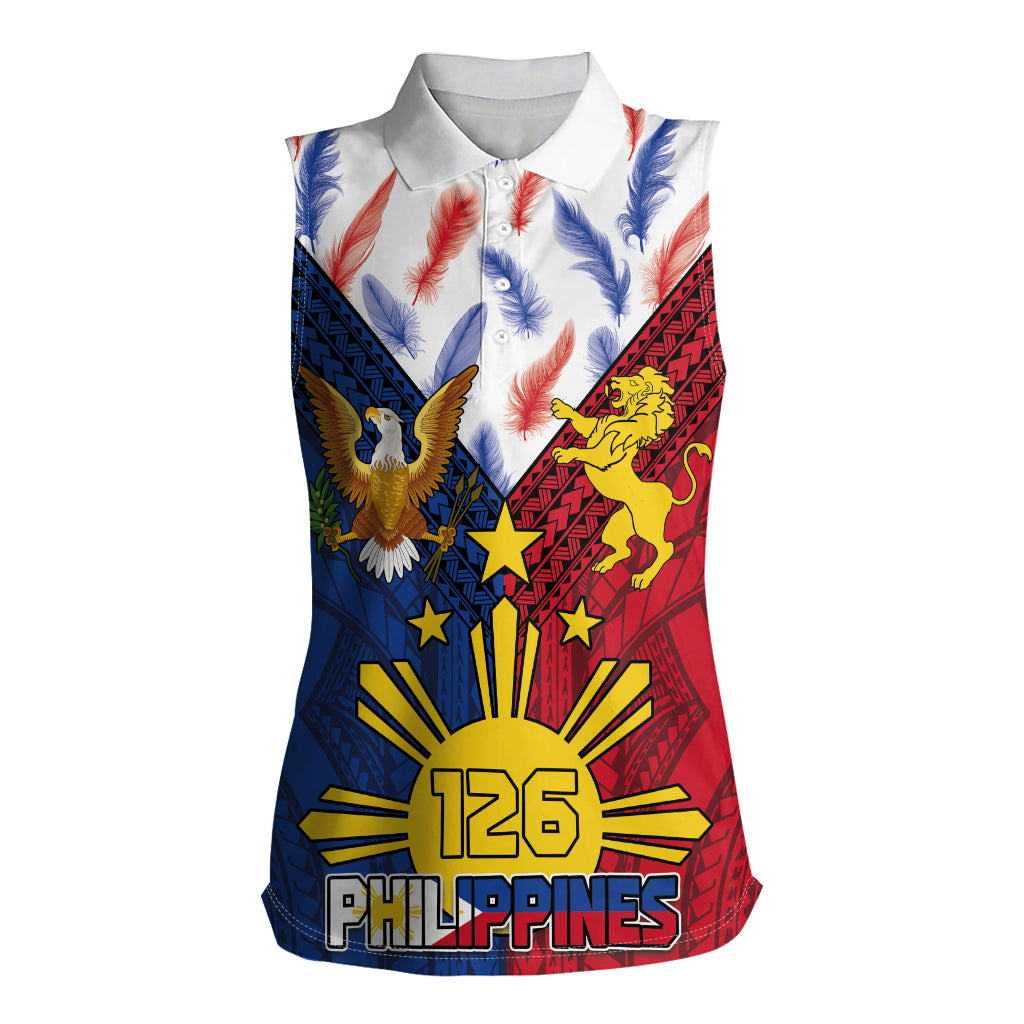 Philippines Independence Day 126th Anniversary Women Sleeveless Polo Shirt Polynesian Pattern National Flag Style LT03 Female Red - Polynesian Pride