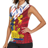 Philippines Independence Day 126th Anniversary Women Sleeveless Polo Shirt Polynesian Pattern National Flag Style